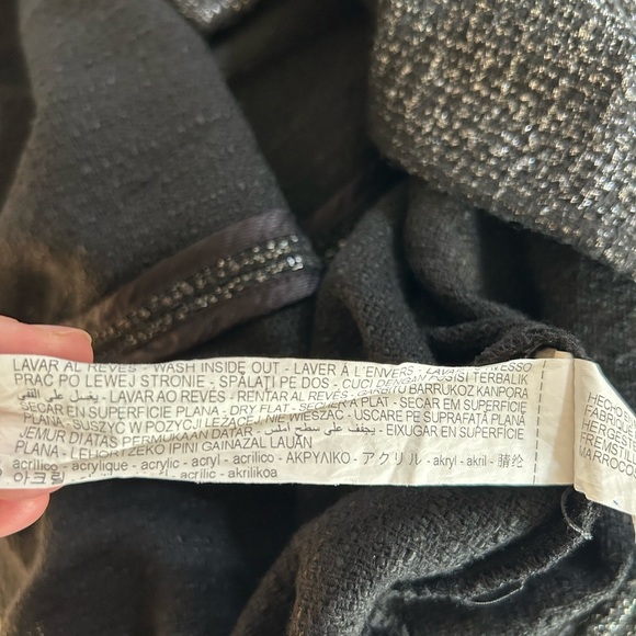 Zara metallic tweed metal buttons Oversized black Womens jacket Medium Large - Picture 5 of 9